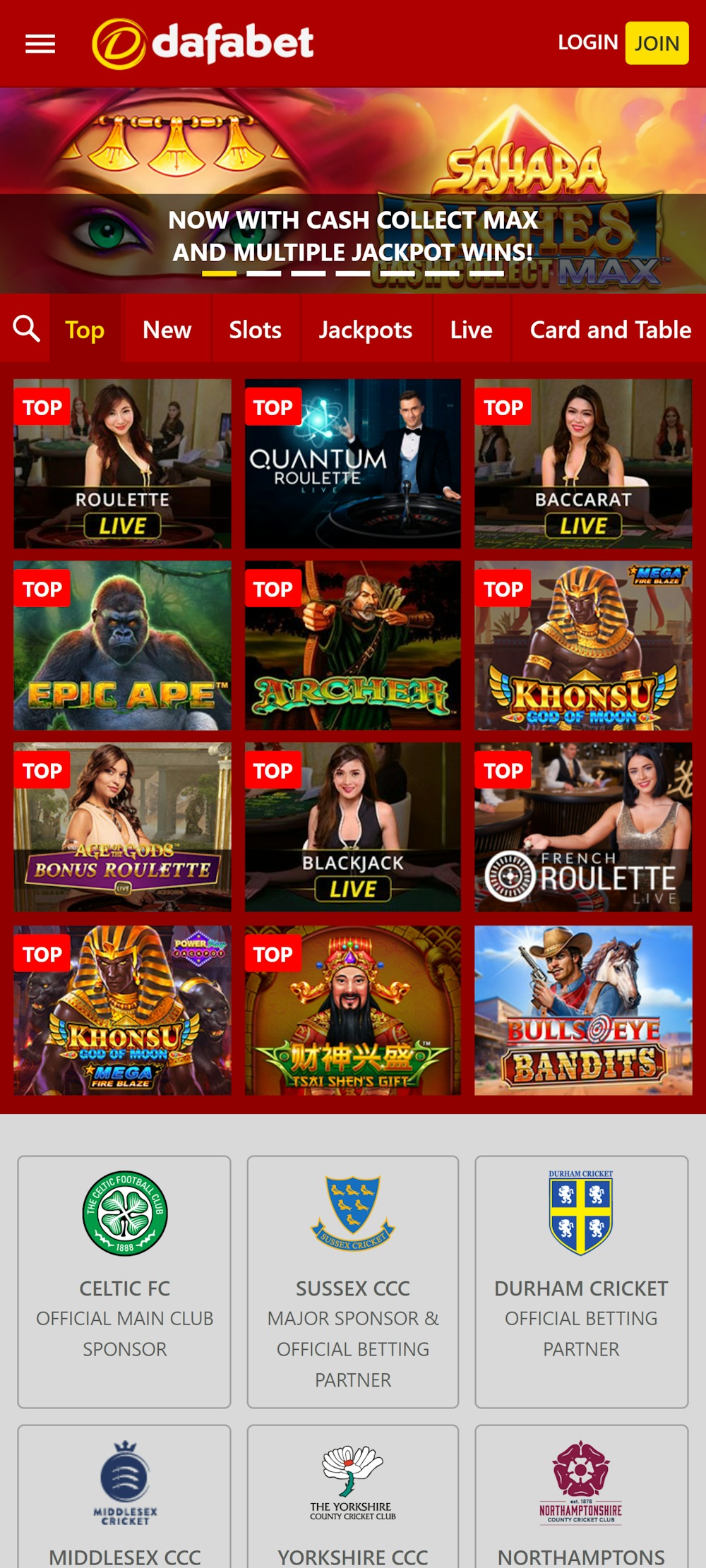 dafabet-casino-lobby