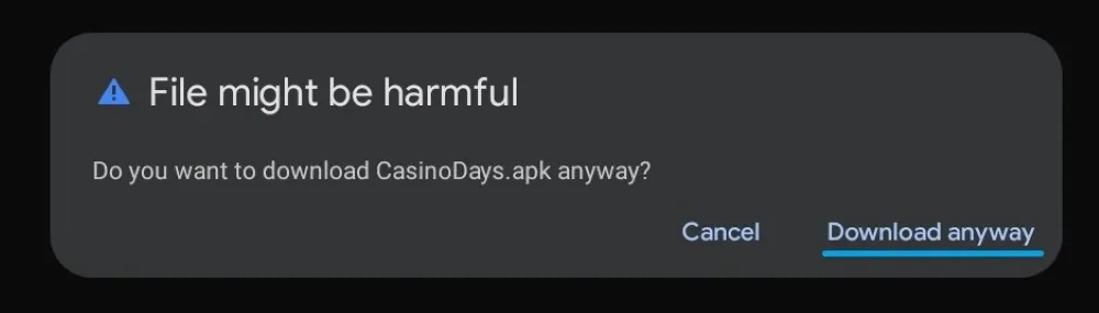 Installing Casino Days app1