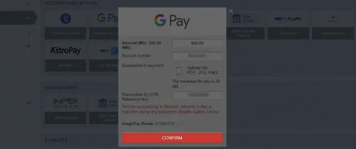 Megapari Google Pay example