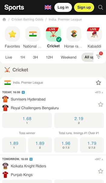 Parimatch app sports betting homepage