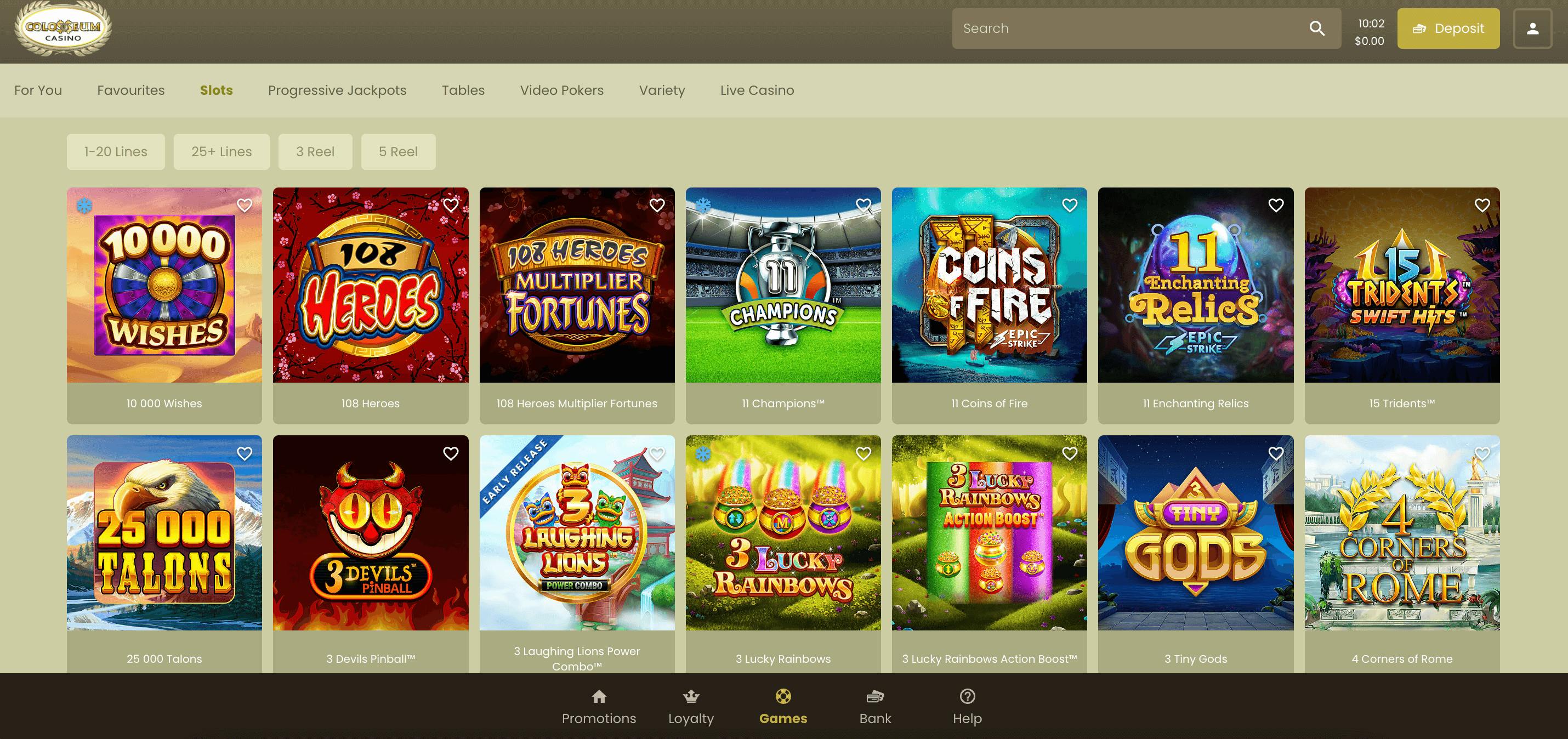 colosseum casino slots and games