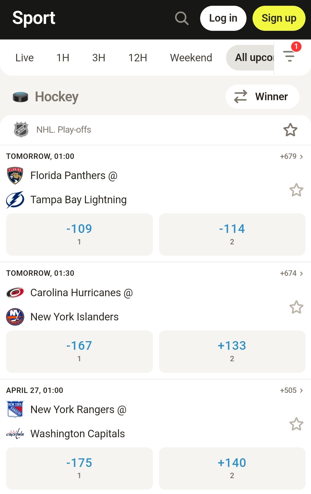 parimatch nhl betting