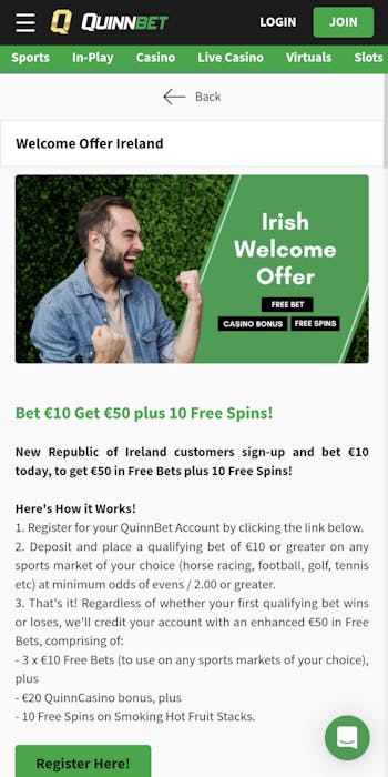Quinnbet Irish betting app