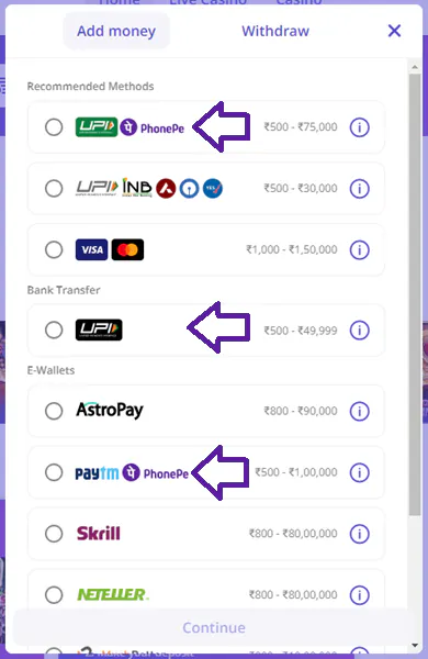 Depositing with PhonePe Step1
