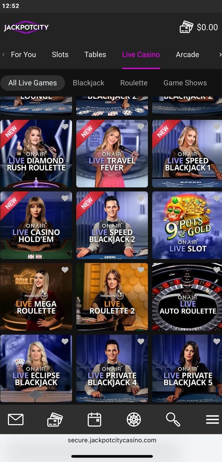 jackpot city live casino