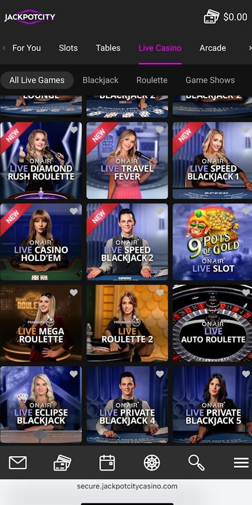 jackpot city live casino