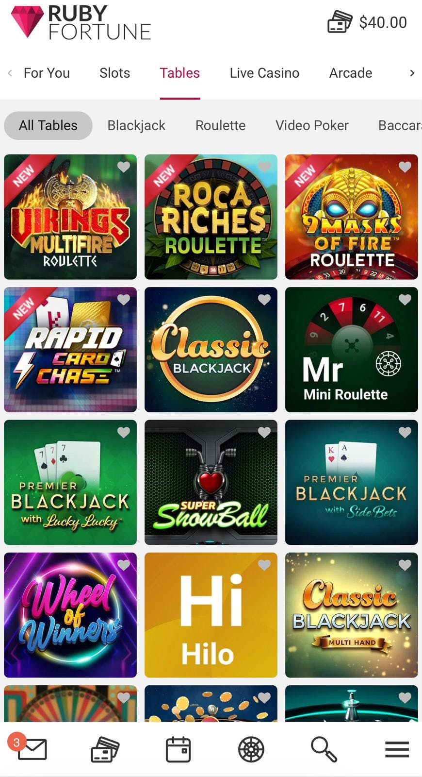 ruby fortune online casino tables
