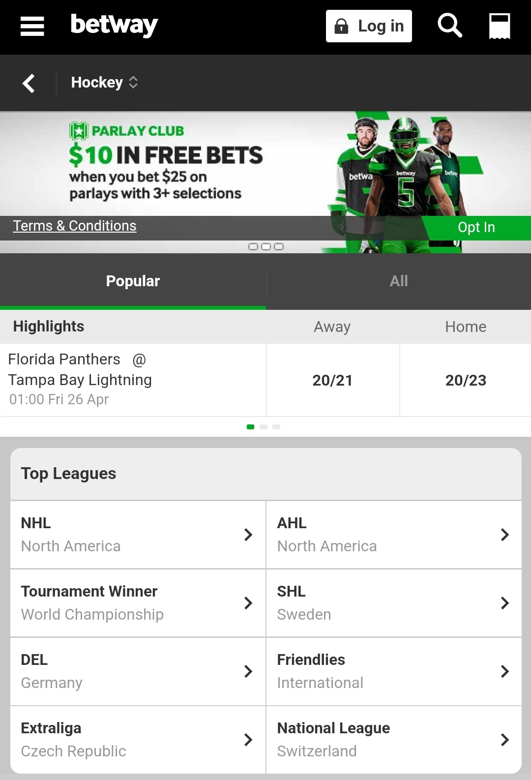 betway nhl betting