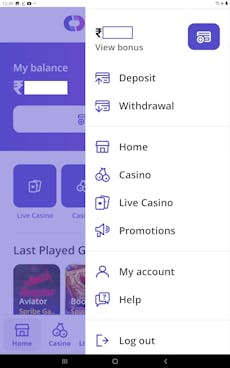 Casino Days App Menu