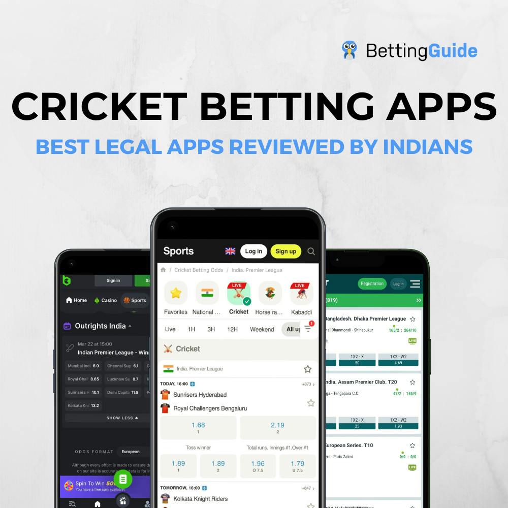 Cricket betting apps in India. Best legal apps reviewed by Indians on BettingGuide.com.