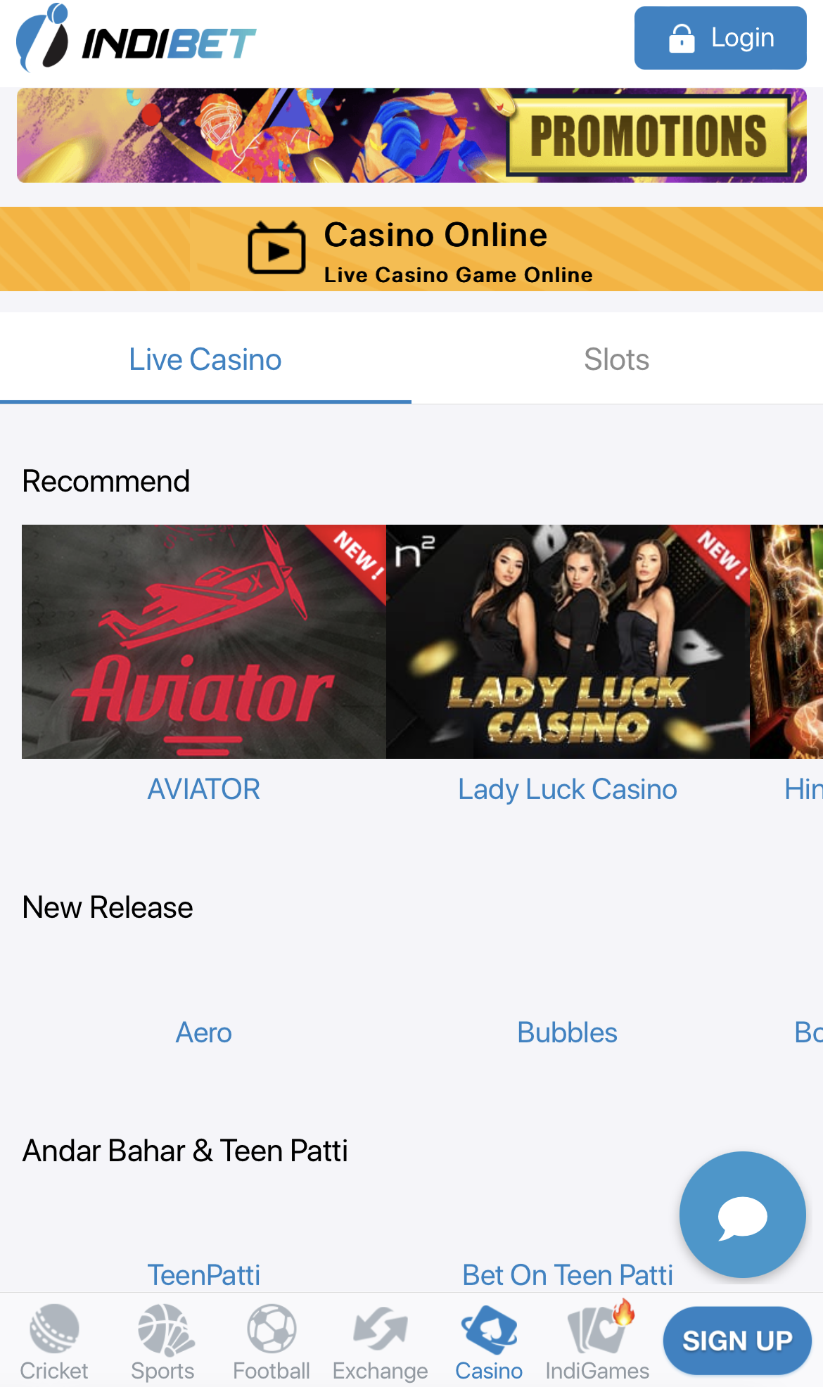 Indibet casino mobile