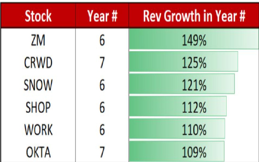 Stock Companies Revenue Growth in Year #