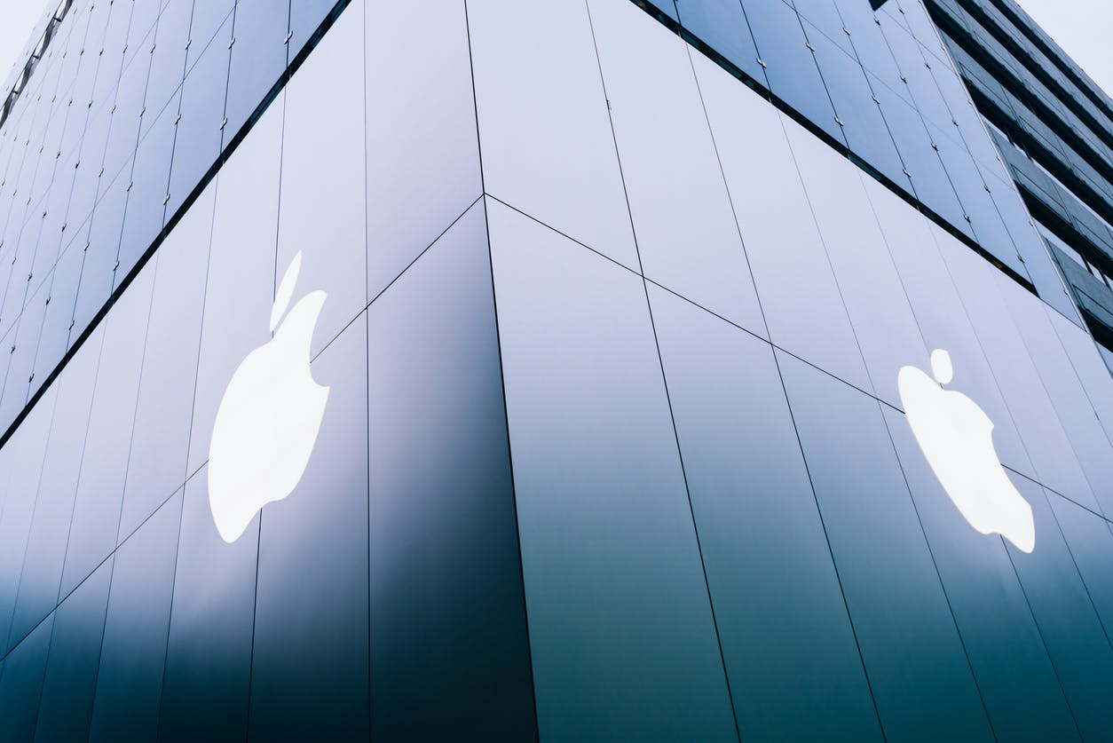 building with apple logo