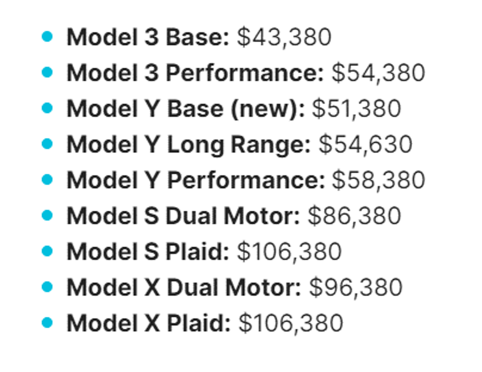 Estimated Prices for Models 