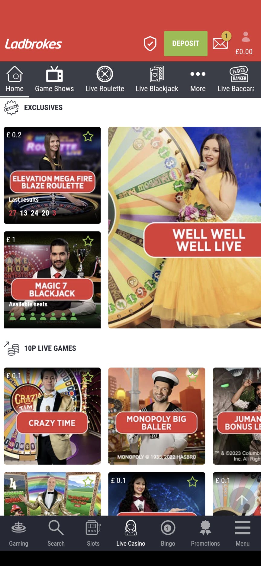 Ladbrokes live casino app