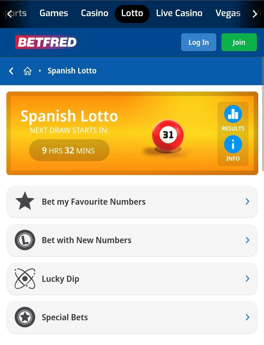 Betfred Spanish Lotto