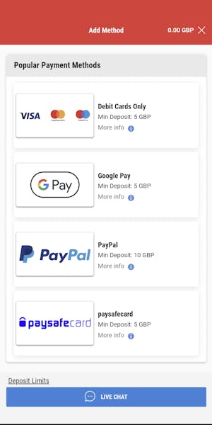 Ladbrokes app payment methods