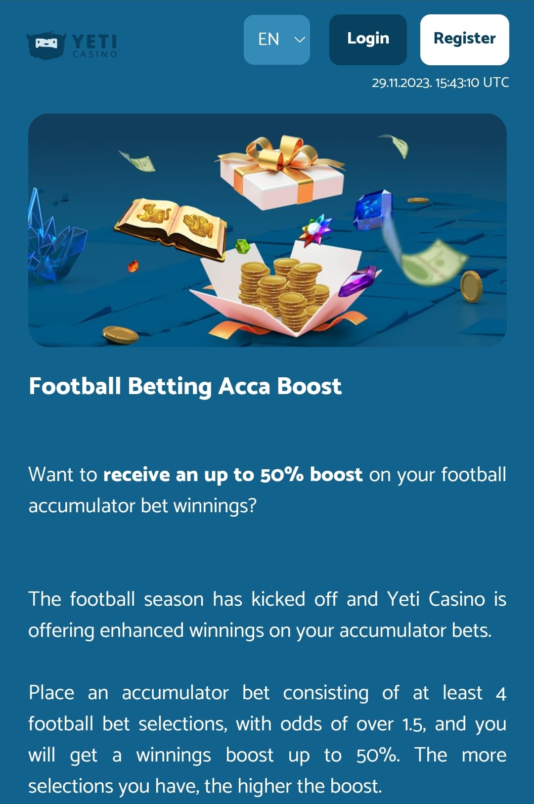 Yeti Casino Acca Boost