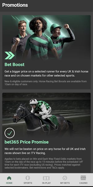 bet365 app bet boost and horse racing price offer
