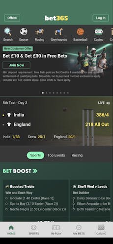 bet365 app homepage