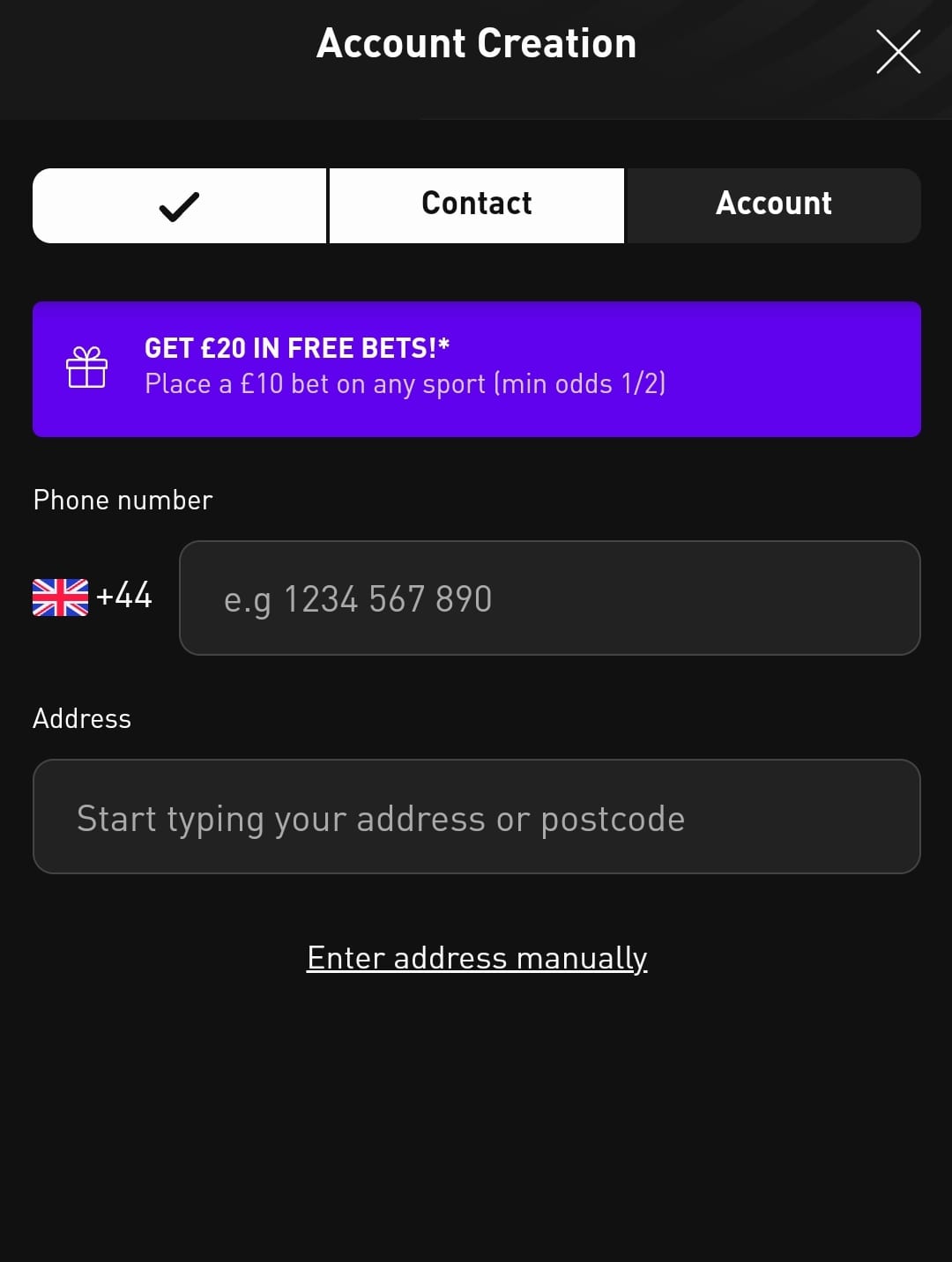 LiveScore Bet Registration 3