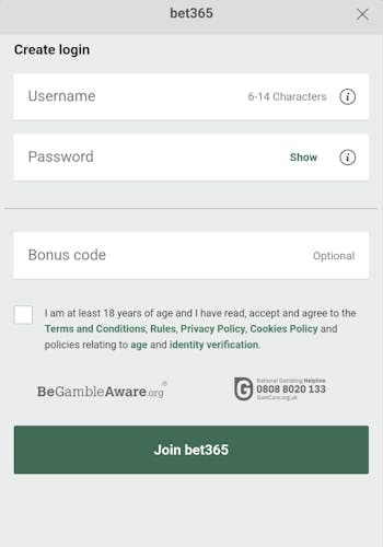 bet365 username and password app