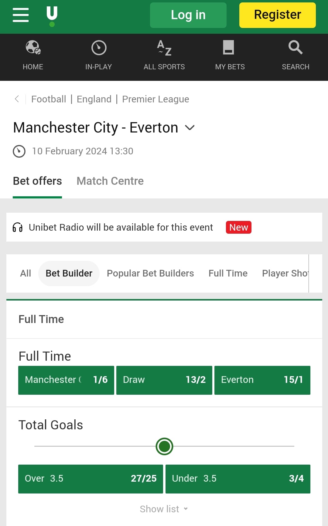 Unibet bet builder