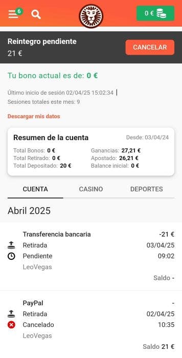 LeoVegas retirar