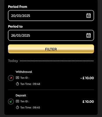QuinnBet Transaction History