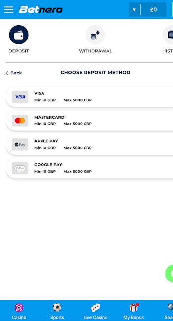 BetNero Deposit Options