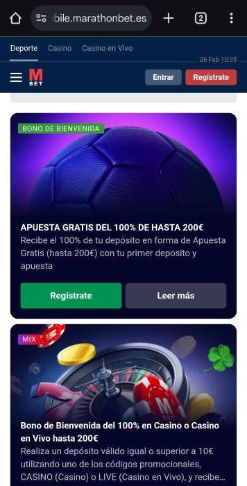 Marathonbet promociones