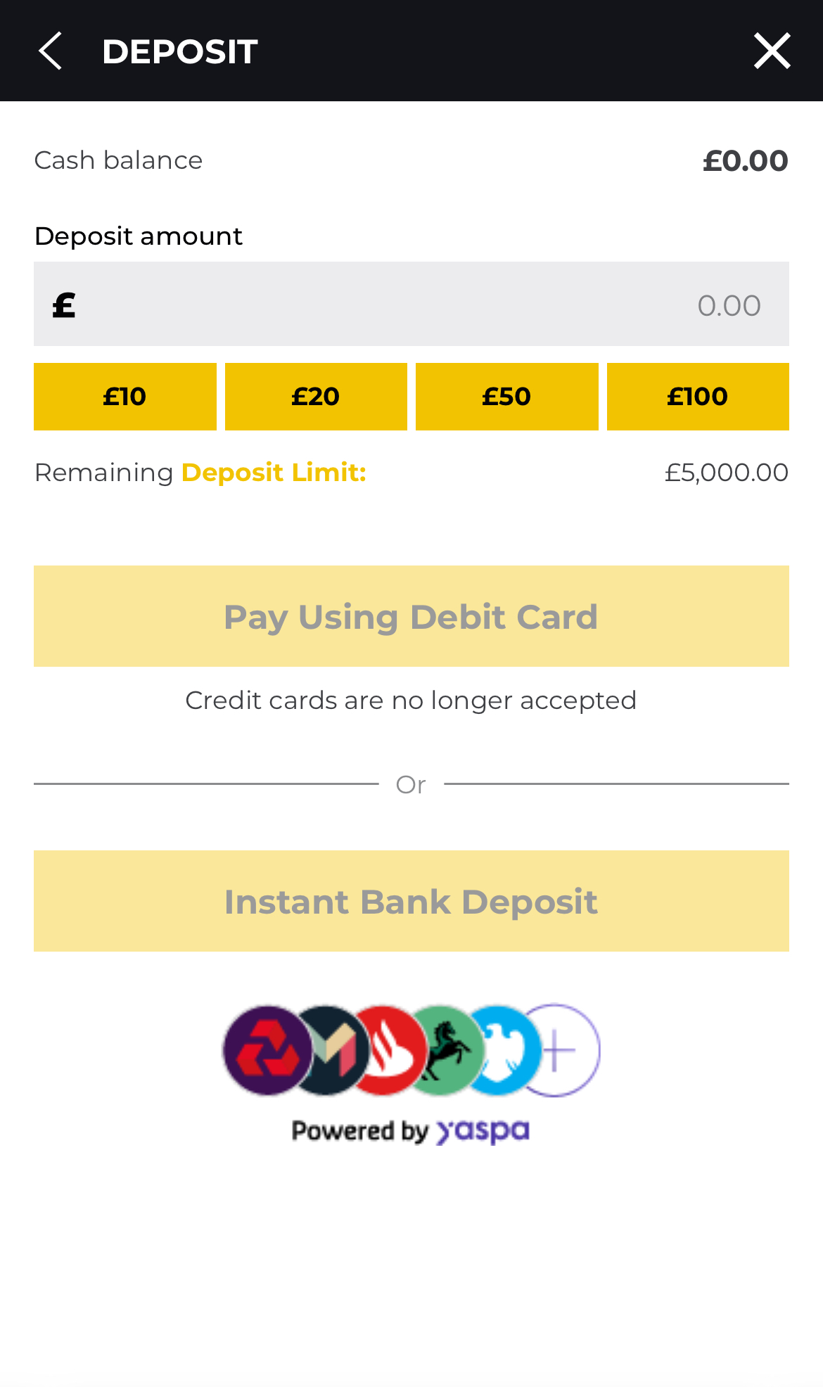 PricedUp deposit amount