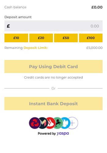 PricedUp deposit amount