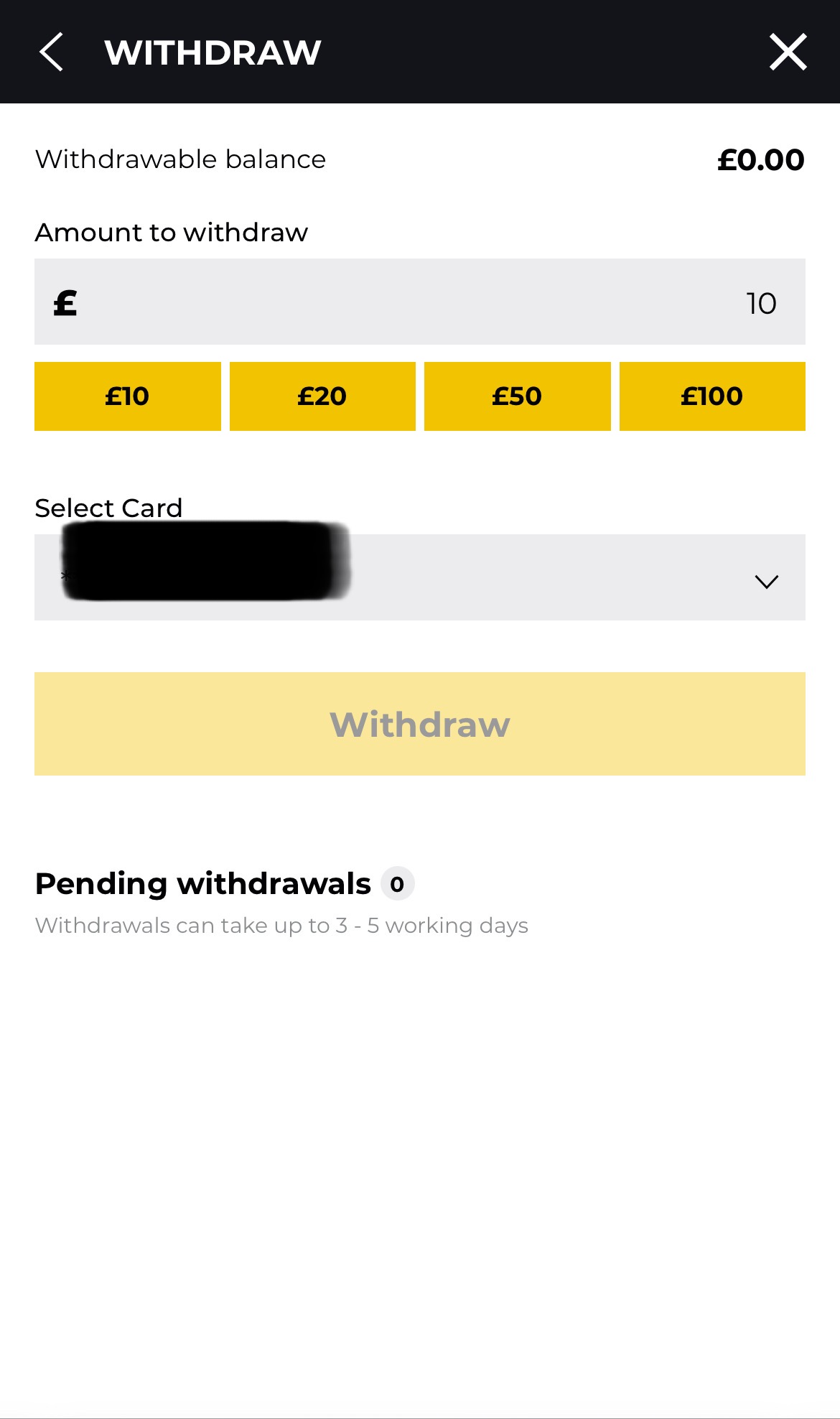 PricedUp Withdrawal method