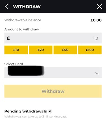 PricedUp Withdrawal method