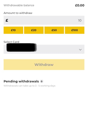 PricedUp Withdrawal method