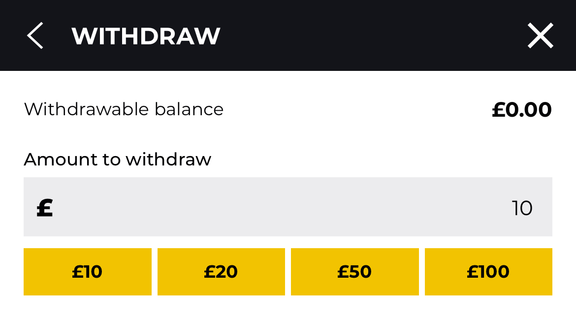 PricedUp Withdrawal amounts