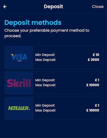 HighBet Deposit Selection