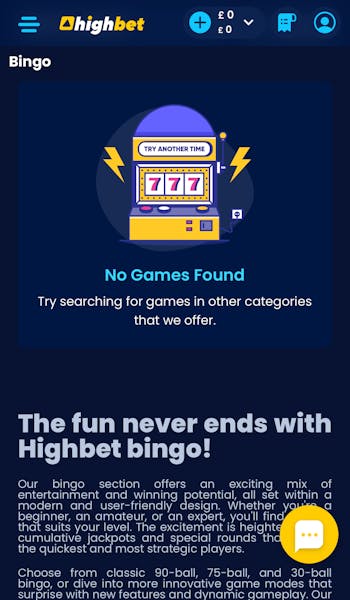 HighBet Casino Bingo