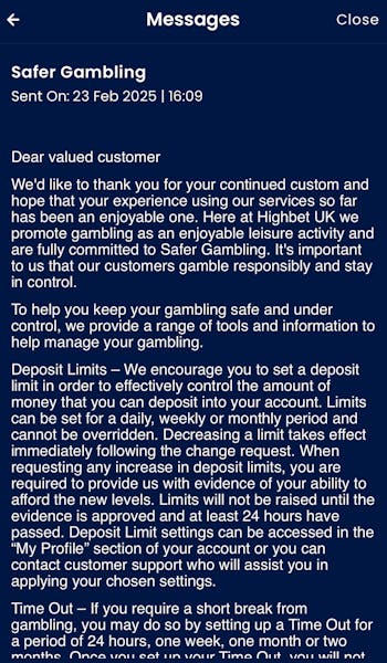 HighBet Responsible Gaming