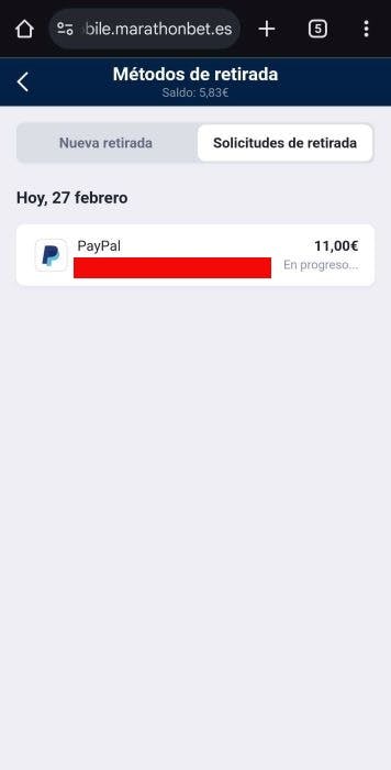 Marathonbet retirada en progreso