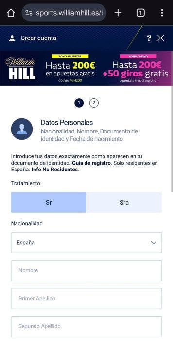 William Hill registrarse 2