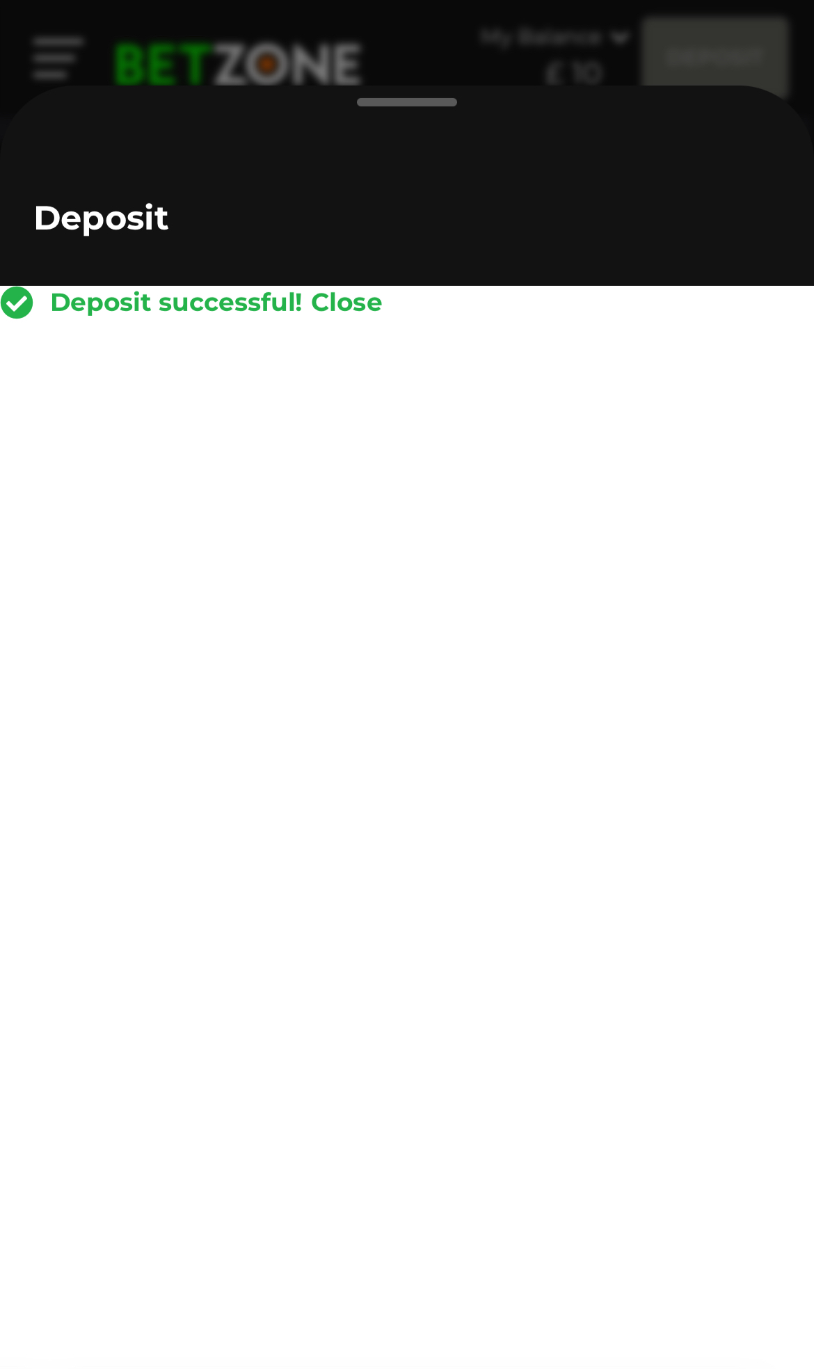 Betzone deposit confirmation