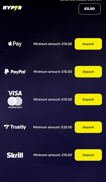 Hyper Sport Deposit Process Step 2