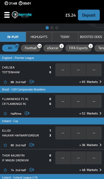 Neptune Play Sportsbook No Odds Showing