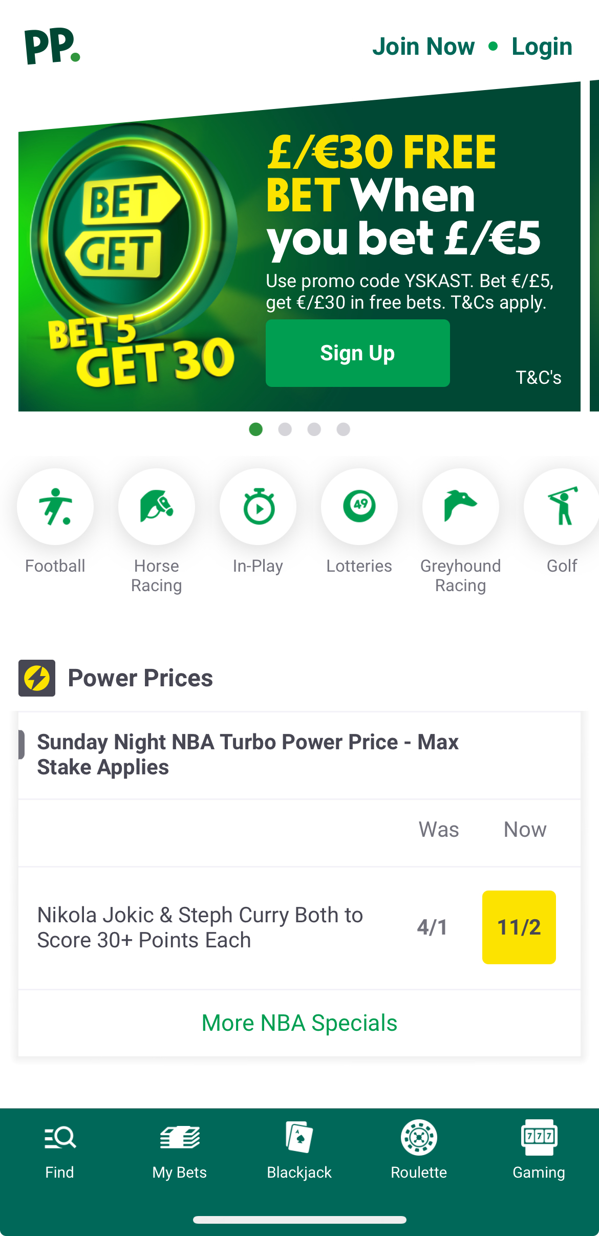 Paddy Power App - Sign up
