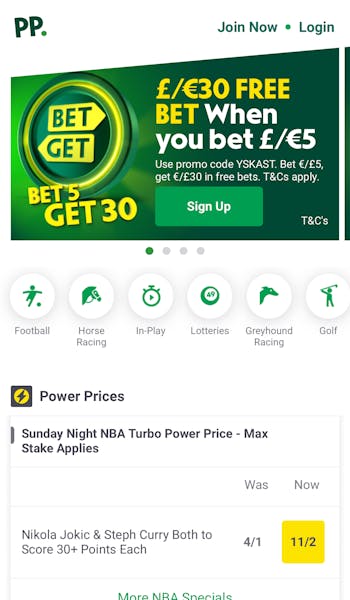 Paddy Power App - Sign up