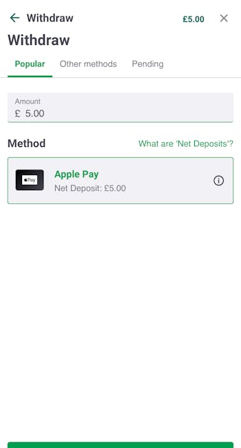 Paddy Power App - Withdraw