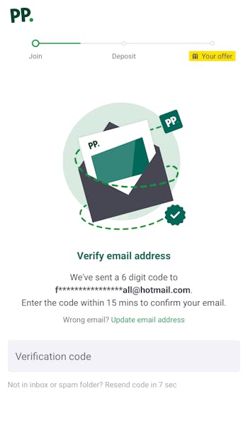 Paddy Power App - Verify Email