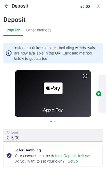Paddy Power App - Deposits